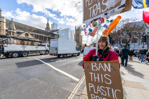 War on plastics protest, Parliament Square, London.